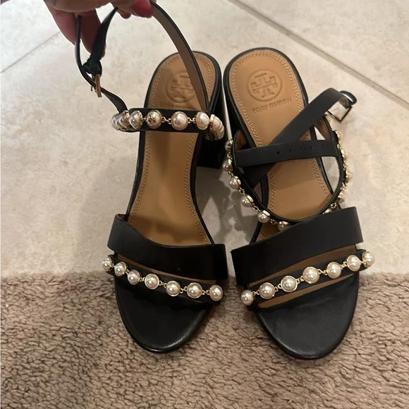 Tory Burch | Shoes | Tory Burch Pearl Embellished Sandals  Tory Burch Tan Sandals with Pearl Embellishments main image 0